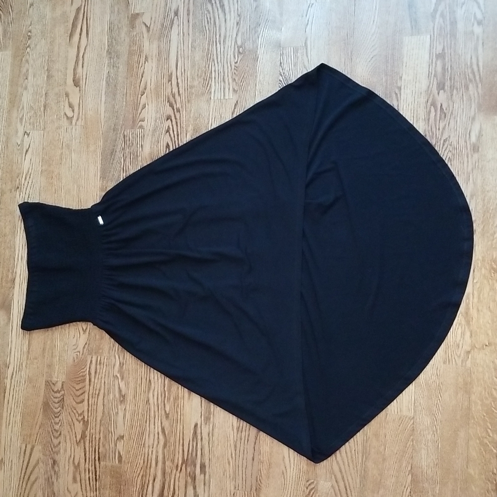 (M) Guess Black Strapless Flowy High Low Soft Rayon Blend Dress Vacation Summer